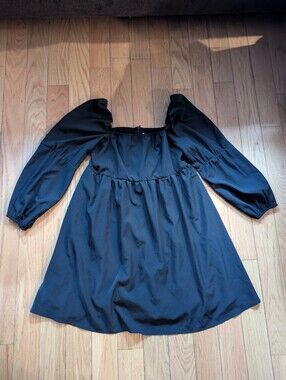 Exlura Black Puff Sleeve Mini Dress Sz L